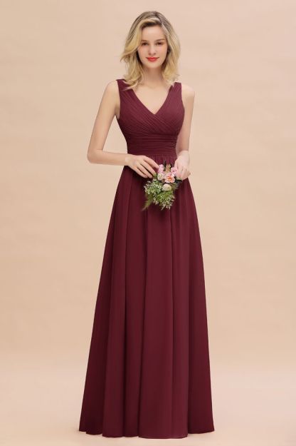 Elegant V-Neck Ruffles Bridesmaid Dress On Sale | Sexy Long Evening Dresses