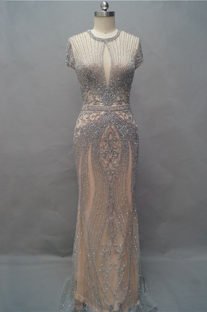 Luxury Mermaid Halter Rhinestones Prom Dress with Tassel | Sparkle Formal Evening Dresses
