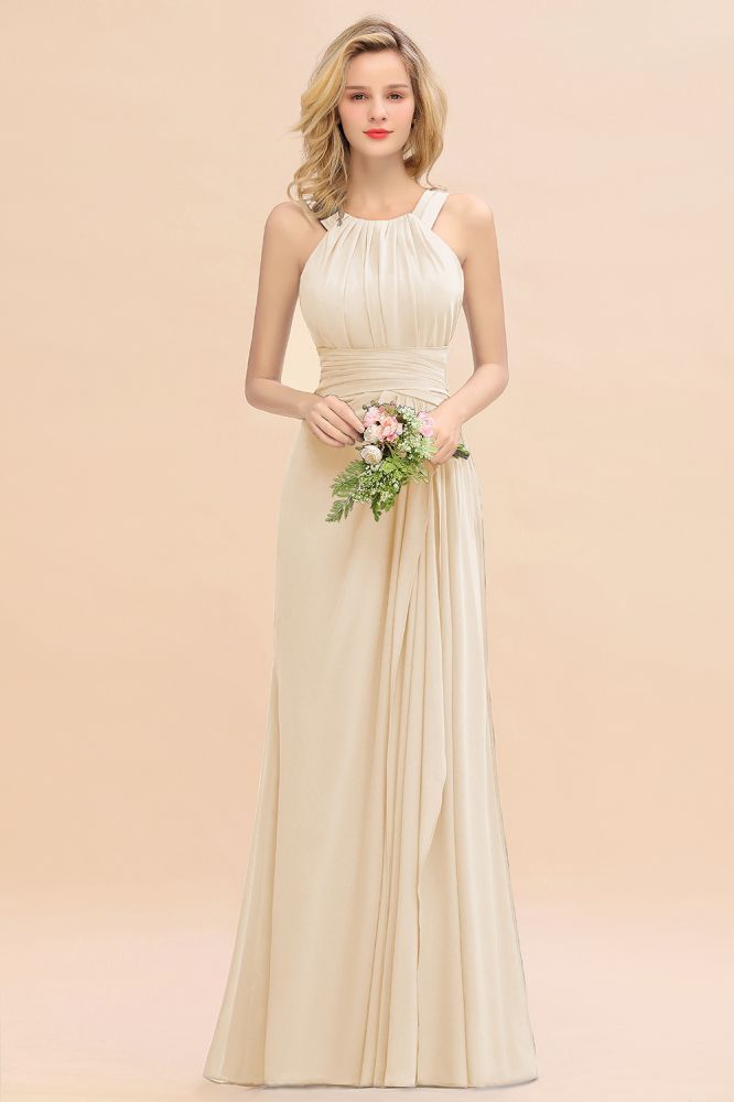 Halter Chiffon Mermaid Bridesmaid Dress Sleeveless Wedding Party Dress