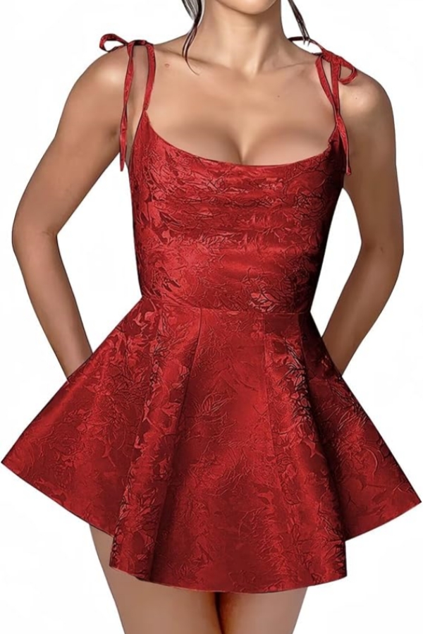 Amazing Ruffle Satin Short Party Dress Strapless Mini Homecoming Dress
