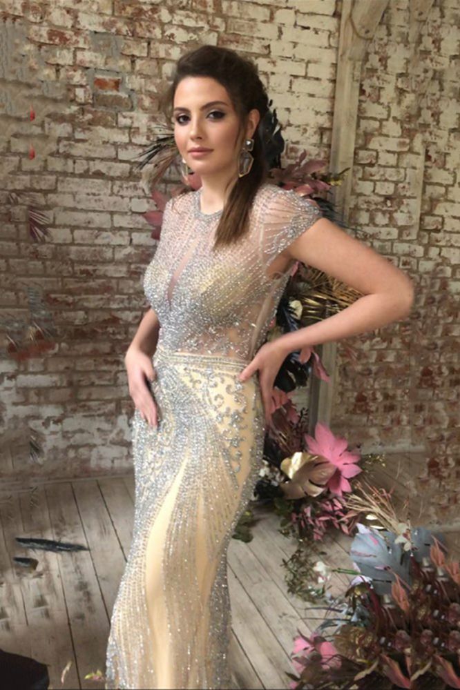 Luxury Mermaid Halter Rhinestones Prom Dress with Tassel | Sparkle Formal Evening Dresses