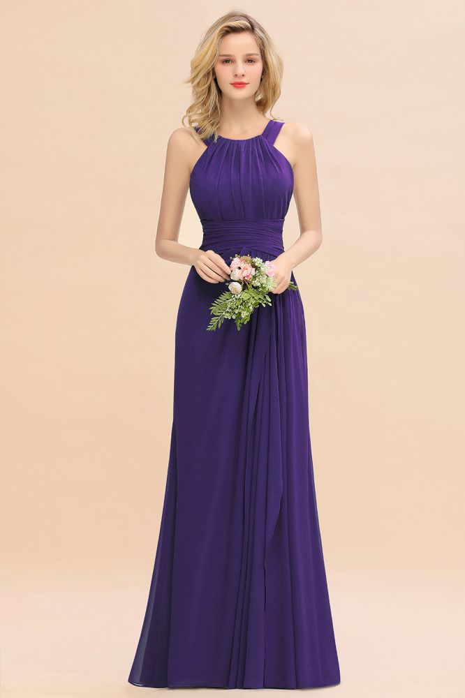Halter Chiffon Mermaid Bridesmaid Dress Sleeveless Wedding Party Dress