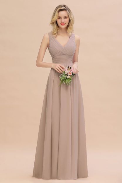 Elegant V-Neck Ruffles Bridesmaid Dress On Sale | Sexy Long Evening Dresses