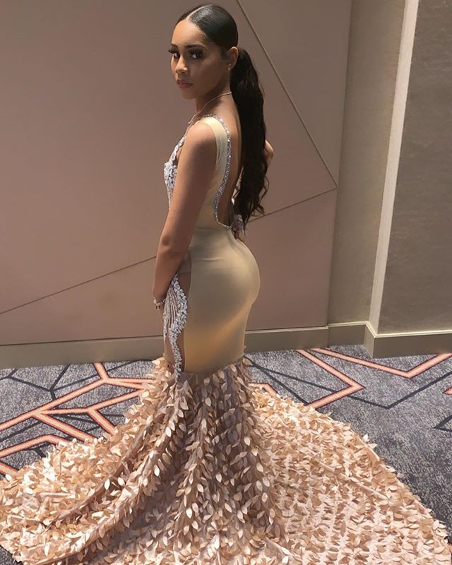 Sparkling Crystal Appliques Straps Prom Dresses | Open Back Fit and Flare Evening Gowns
