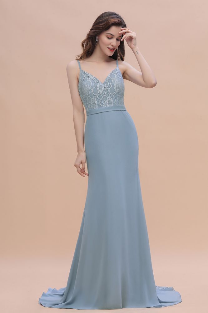 Stunning V-Neck Lace Chiffon Mermaid Wedding Dress