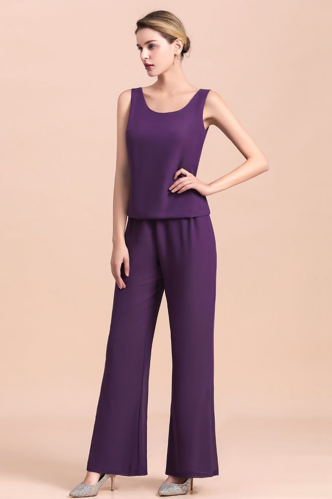 Purple Sleeveless Mother of Maid Dress Jumpsuit with Jacket