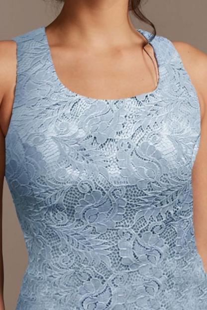 Long sleeves Sky blue Column Long Mother of the bride Dress