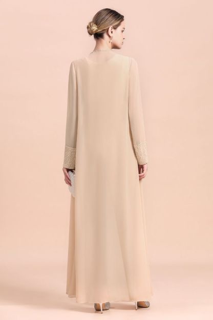 Champagne Long sleeves Jacket Chiffon Mother of the Bride Jumpsuit