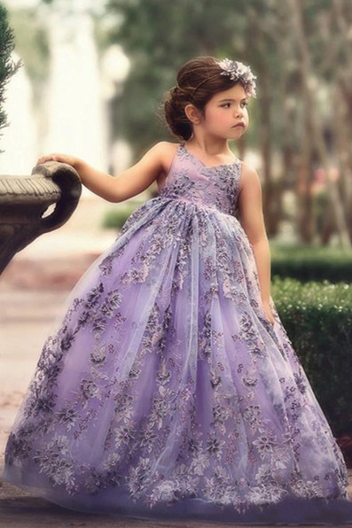 Fairy Liac A-line Lace Strapless And Cross Thin Straps Flower Girl Dresses | Floor Length Little Girl Pageant Dresses-Babyonlinewholesale