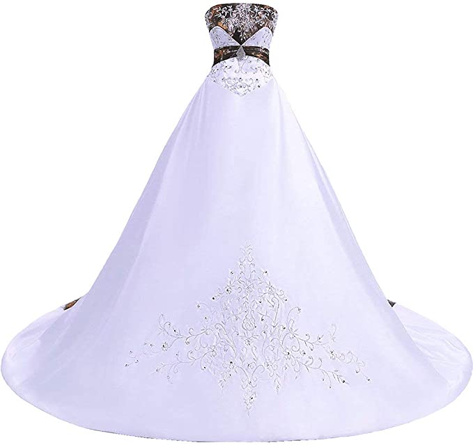 White Ball gown bodice Wedding dress with court train