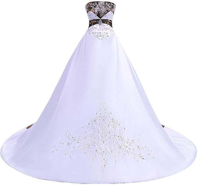 White Ball gown bodice Wedding dress with court train