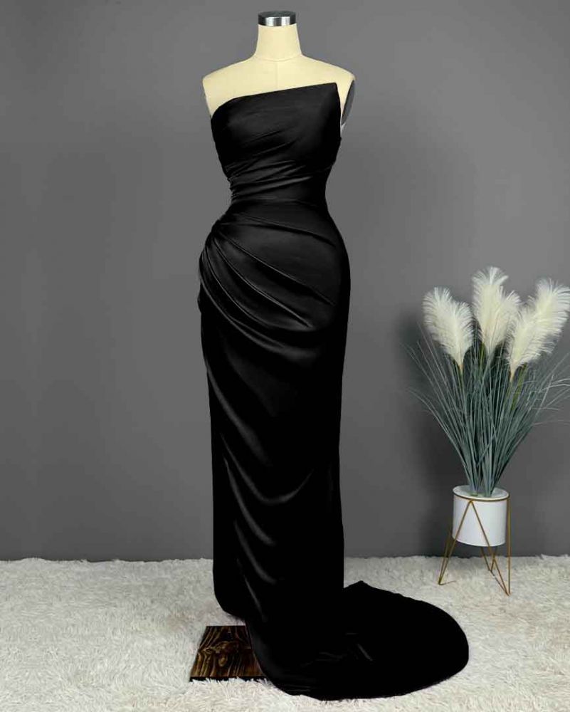 Elegant Sky Blue Mermaid Strapless Prom Dresses