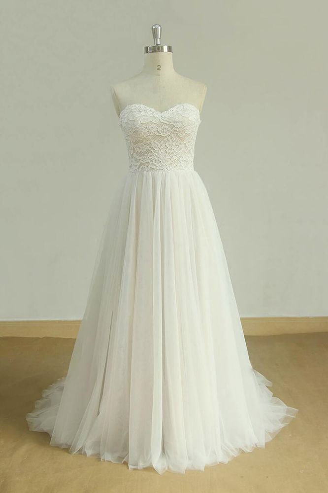 Sweetheart Lace Empire Simple Chiffon Bridal Gowns