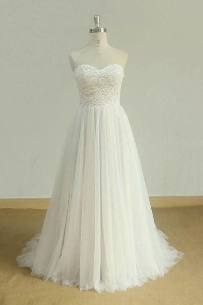 Sweetheart Lace Empire Simple Chiffon Bridal Gowns