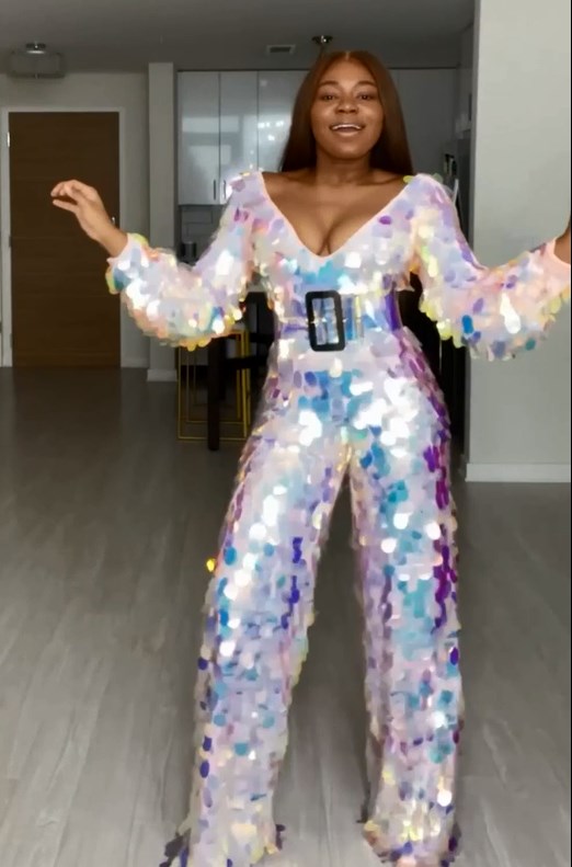 Shiny Sequined Long Women Jumpsuit Long Sleeves V-neck Women Outfit Clothing