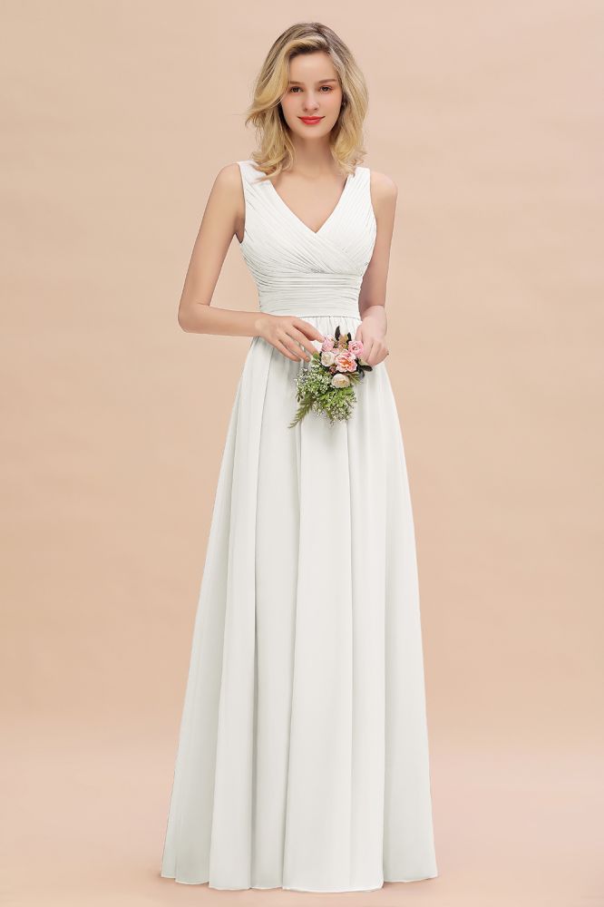 Elegant V-Neck Ruffles Bridesmaid Dress On Sale | Sexy Long Evening Dresses