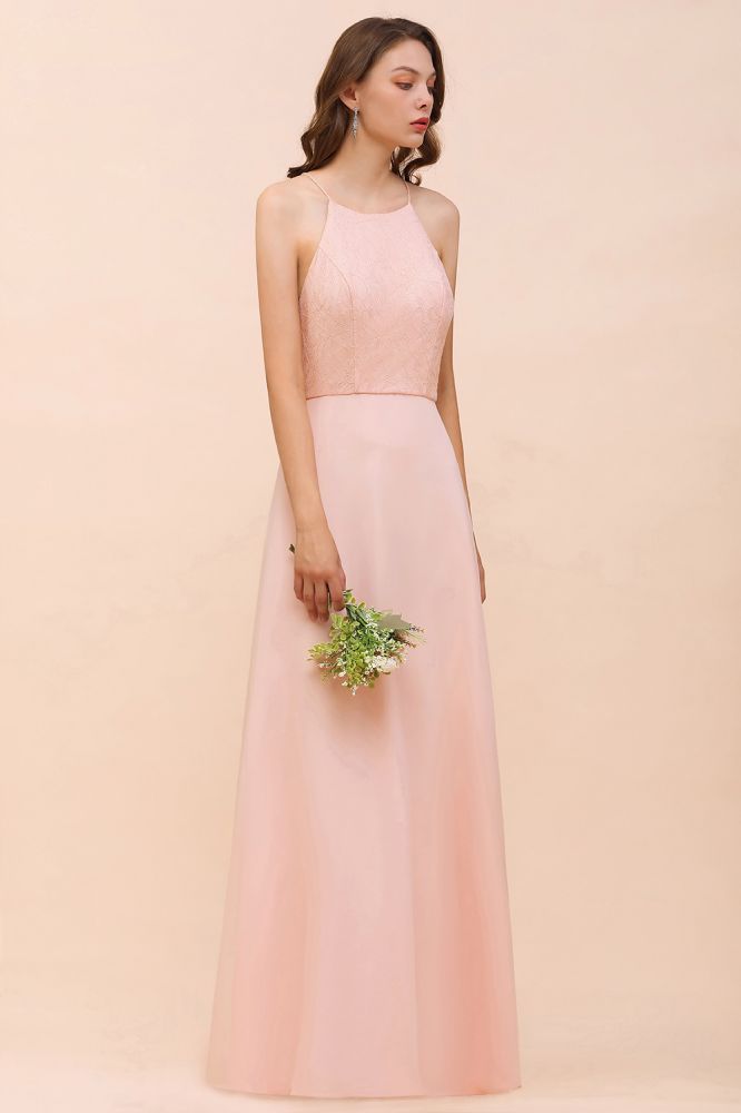 Halter Lace Chiffon Aline Bridesmaid Dress Long Spcial Occasion Dress