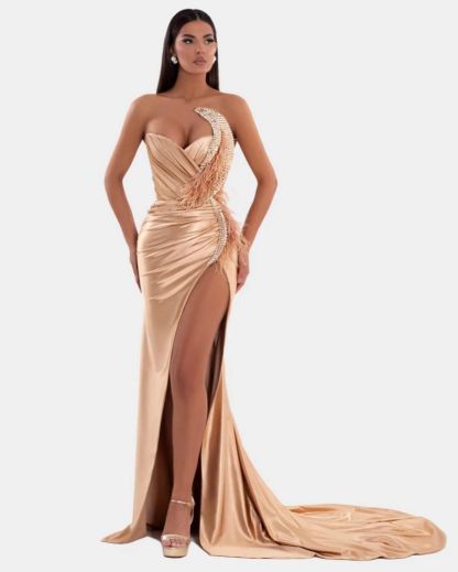 Sweetheart Royal Blue Mermaid High split Prom Dresses