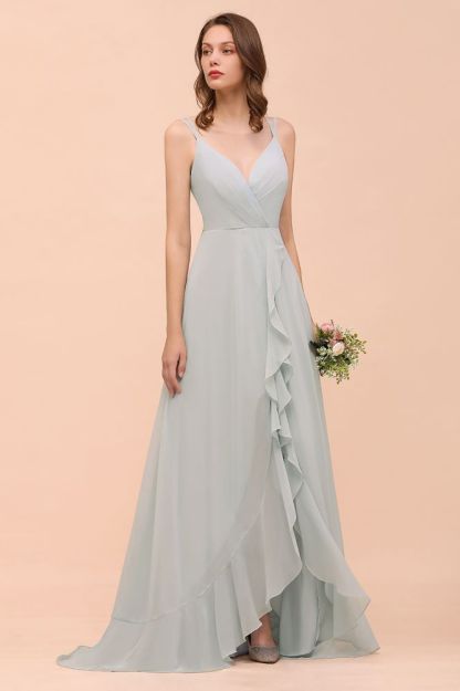 Double Straps V-Neck Aline Bridesmaid Dress