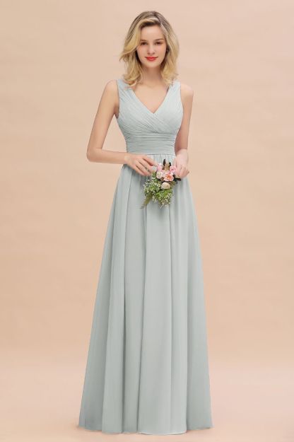 Elegant V-Neck Ruffles Bridesmaid Dress On Sale | Sexy Long Evening Dresses