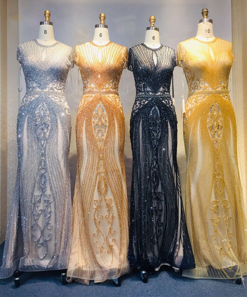 Luxury Mermaid Halter Rhinestones Prom Dress with Tassel | Sparkle Formal Evening Dresses