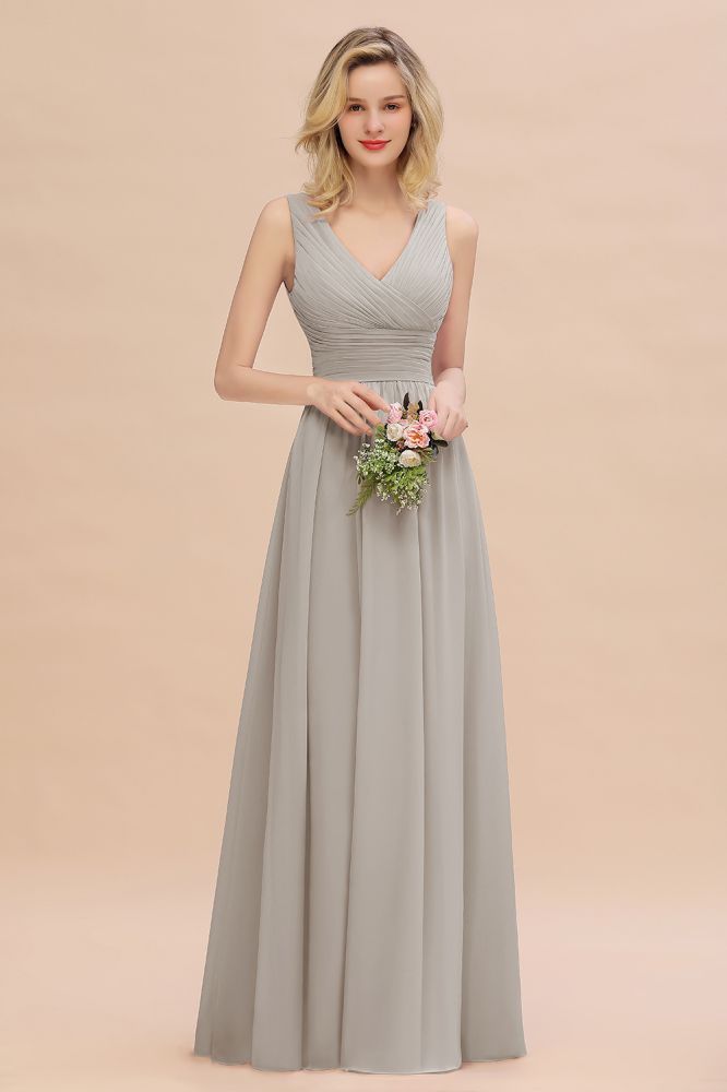 Elegant V-Neck Ruffles Bridesmaid Dress On Sale | Sexy Long Evening Dresses