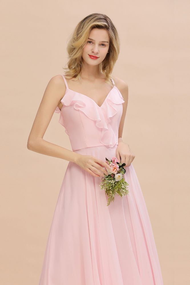 Cynthia | Stylish Straps V Neck Long Bridesmaid Dress Online