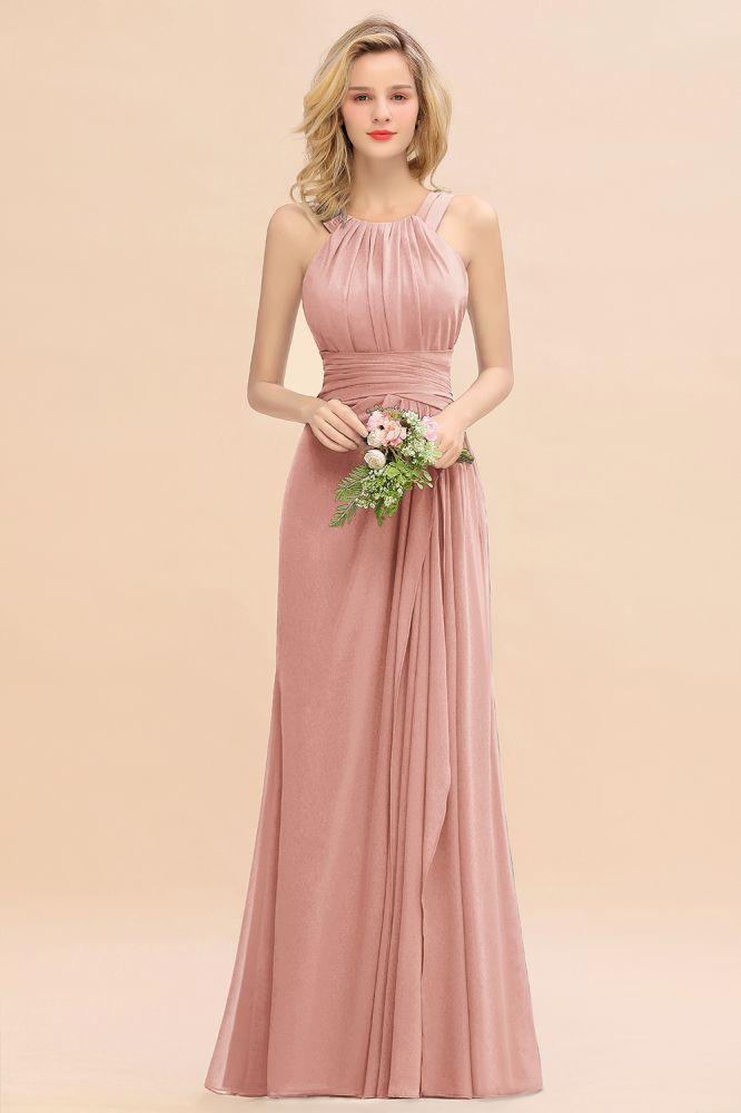 Halter Chiffon Mermaid Bridesmaid Dress Sleeveless Wedding Party Dress