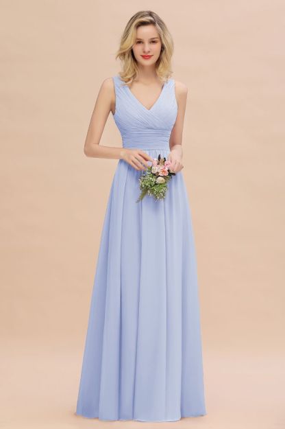 Elegant V-Neck Ruffles Bridesmaid Dress On Sale | Sexy Long Evening Dresses