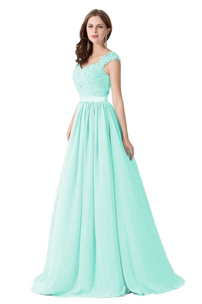 ADA | A-line V Neck Chiffon Bridesmaid Dress with Appliques