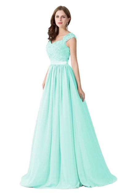 ADA | A-line V Neck Chiffon Bridesmaid Dress with Appliques