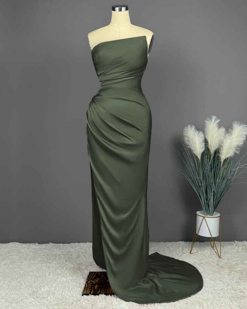 Elegant Sky Blue Mermaid Strapless Prom Dresses