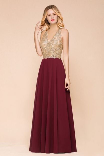 Gorgeous V-neck Sleeveless Burgundy Evening Dress | Formal Dress for Sale
