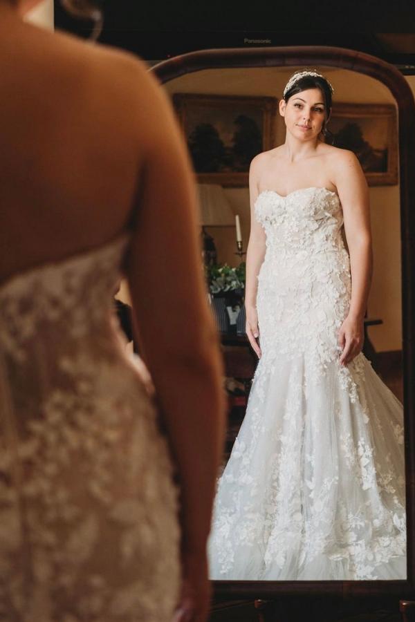 Romantic Sweetheart Strapless Tulle Mermaid Bridal Dress Simple Floral Lace Wedding Dress