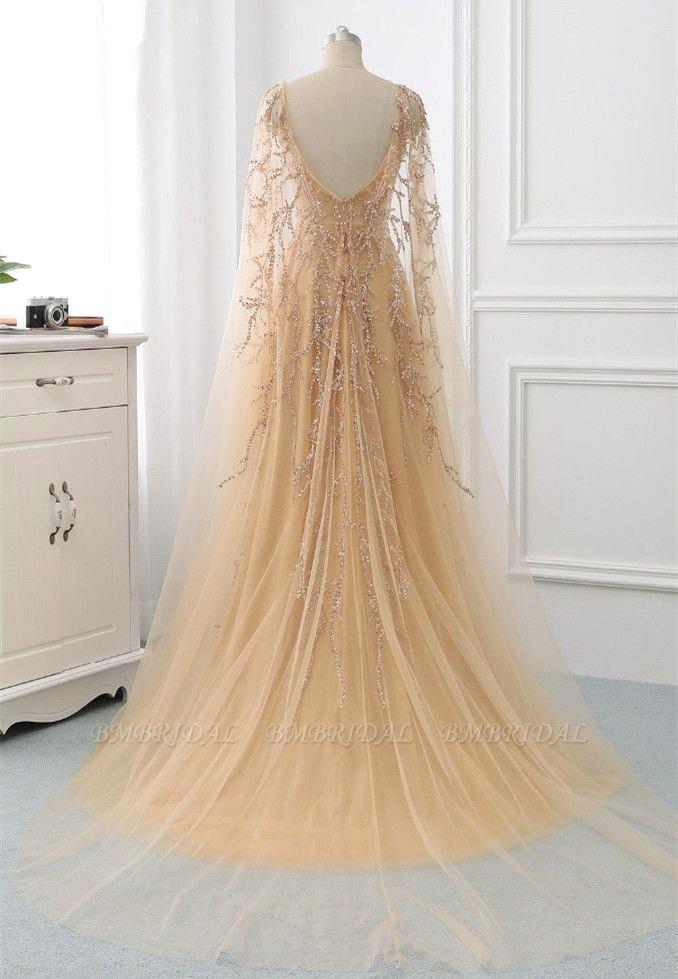 Elegant Jewel Long Sleeves Ruffle Prom Dresses with Beadings Online