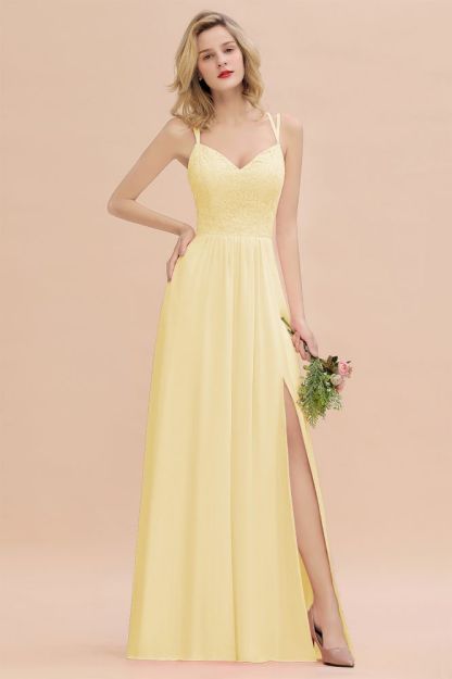Sweetheart Aline Lace Party Dress Sleeveless Bridesmaid Dress with Side Slit