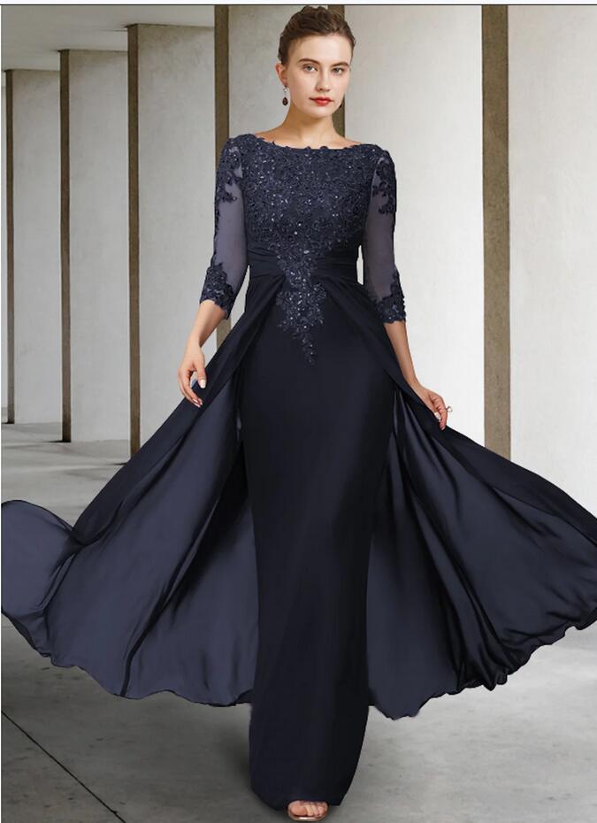 Elegant Mermaid Mother of the Bride Dress with Lace Appliques