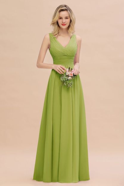 Elegant V-Neck Ruffles Bridesmaid Dress On Sale | Sexy Long Evening Dresses