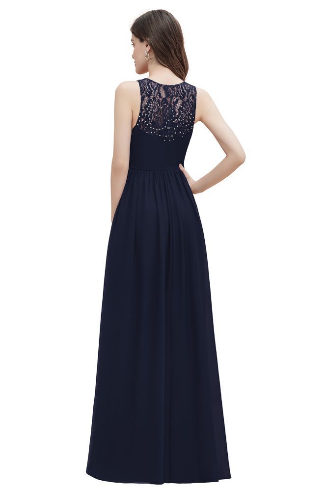 V-Neck A-line Chiffon Evening Maxi Dress Sleeveless Bridesmaid Wedding Guest Dress