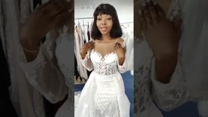 Luxury Beaded Lace Mermaid Wedding Dresses with Sleeves | Sheer Tulle Appliques Bride Dresses