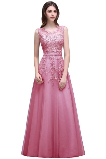 ADDILYN | A-line Floor-length Tulle Prom Dress with Appliques