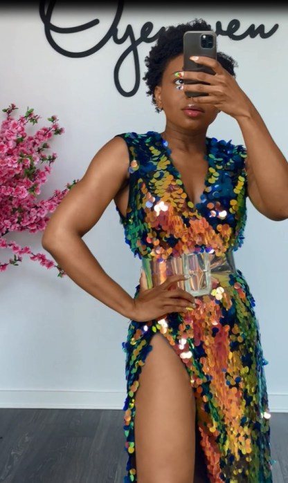 Sleeveless Sparkly Sequined Formal Party Maxi Dress V-Neck