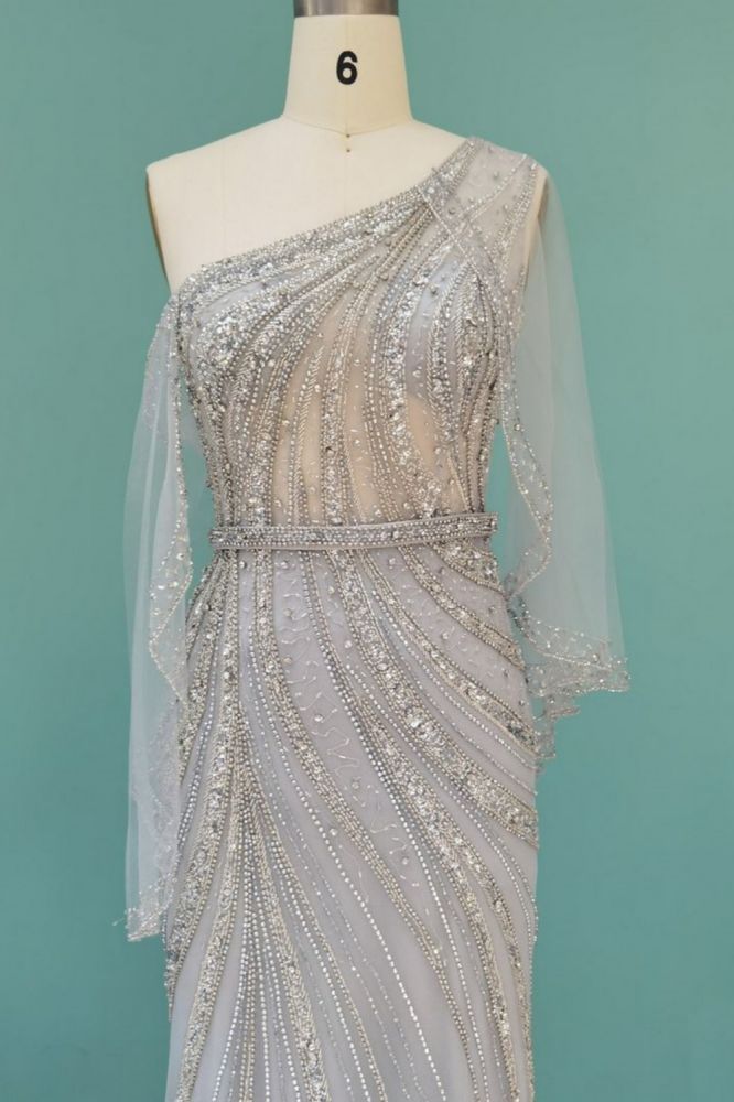 Luxury Mermaid One Shoulder Evening Dresses Dubai Long Formal Dress for Wedding Party