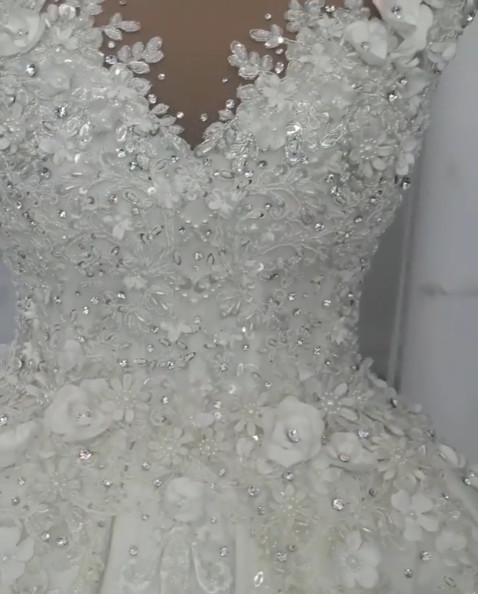 2021 Luxury Sleeveless Crystal Wedding Dresses | Sheer Tulle Flowers Bridal Gowns with Beading BC0708-Babyonlinewholesale