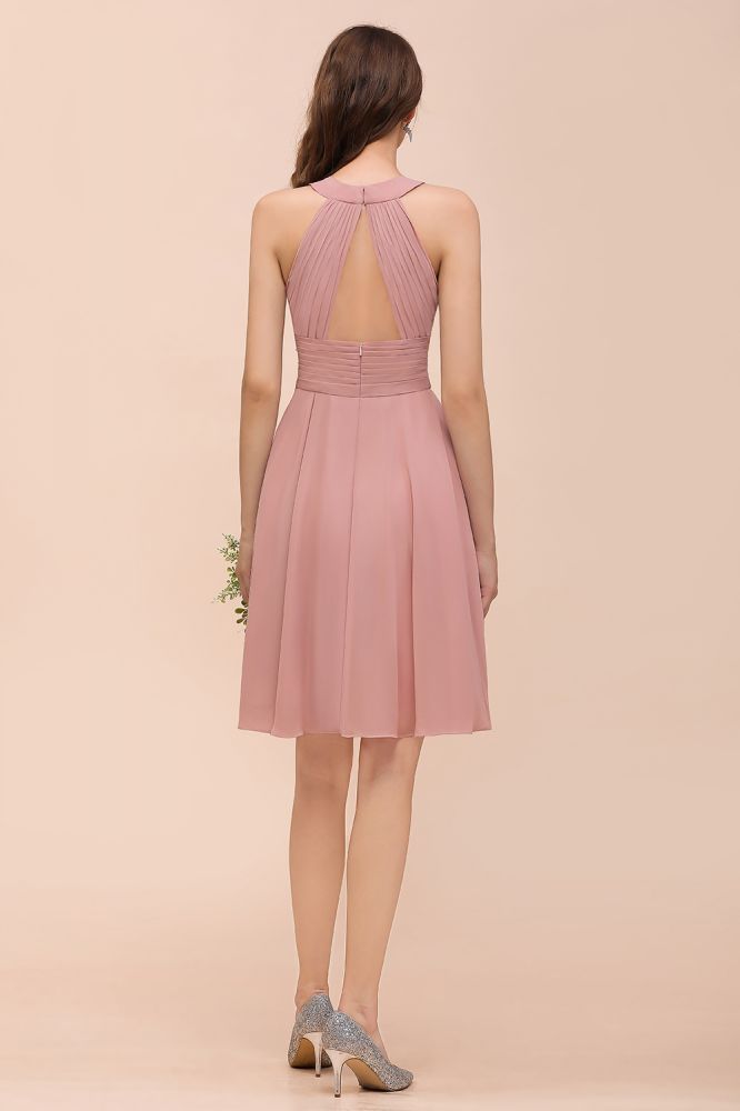 Halter Soft Chiffon Aline Short Bridesmaid Dress