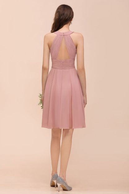 Halter Soft Chiffon Aline Short Bridesmaid Dress