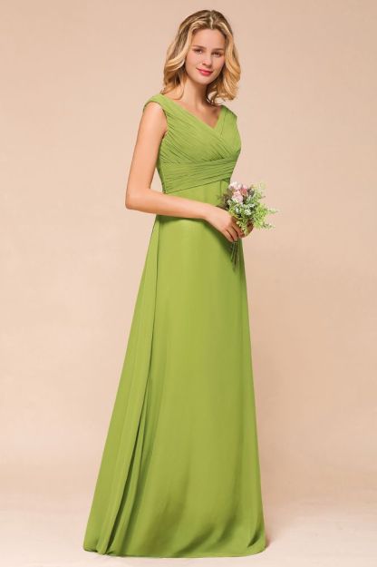 Sleeveless Sage Soft Chiffon Aline Bridesmaid Dress