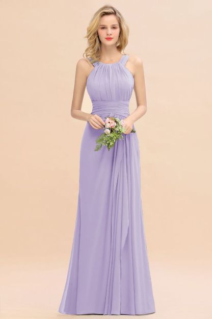 Halter Chiffon Mermaid Bridesmaid Dress Sleeveless Wedding Party Dress
