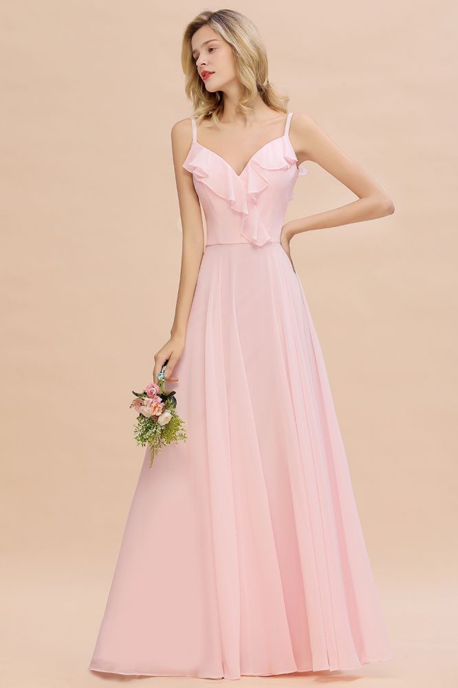 Cynthia | Stylish Straps V Neck Long Bridesmaid Dress Online