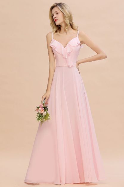 Cynthia | Stylish Straps V Neck Long Bridesmaid Dress Online